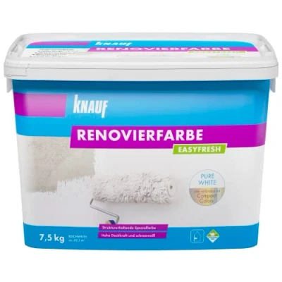 Imagen de Pomo 4006379080564 Easy Fresh, ultraduro, strukturerhaltende renovier color en blanco, stumpfmatt, hochdeckend y abrasión, gebrauchfertig, sin disolventes, emmissionsarm, 7.5 kg