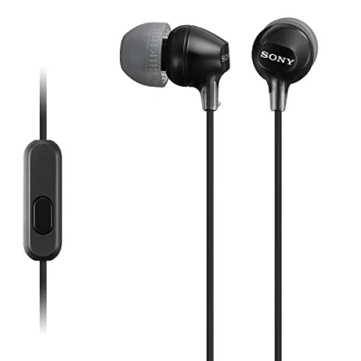 Imagen de Auriculares de botón Sony MDR EX15APB, Con micrófono, 8Hz 22000Hz, 100dB/mW, Botón, Tapones Silicona, Iman Neodimio, Negro