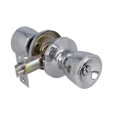 Imagen de Amig Pomo Puerta Entrada Juego de Pomos Tipo Copa con Sistema Antitarjeta Latón Picaporte 60/70 mm Llave y Condena Para Puertas Madera Canto Cuadrado Cromado Brillo