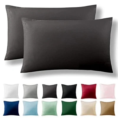 Imagen de Alreya Juego de 2 Fundas Almohada Renforcé 100% Algodón 40 x 60 cm Antracita Hipoalergénica con Cremallera YKK