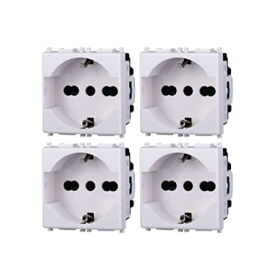 Imagen de Enchufe Schuko blanco, compatible con Vimar Plana (4 unidades)