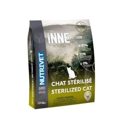 Imagen de NUTRIVET INNE Chat Croquetas sin Cereales Gato esterilizado o con sobrepeso Pollo 80% Ingredientes de Origen Animal 1.5 kg