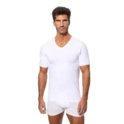 Imagen de Abanderado Camiseta de Manga Corta Cuello Pico con tecnología termorreguladora Regul&#039;activ Hombre x1, Blanco, XXL