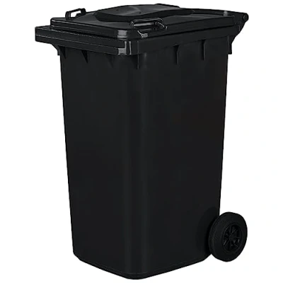 Imagen de Jestic Cubo de basura 120 240 para con ruedas goma silenciosas recogida diferenciada, reciclaje interior exterior EN840 (240 Litros, Negro)