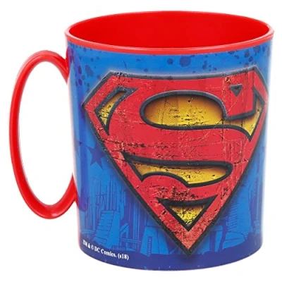Imagen de Taza infantil de plástico reutilizable para microondas 390 ML Superman