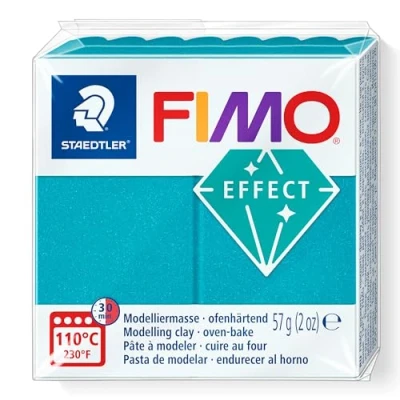 Imagen de STAEDTLER 8010 36 FIMO Effect Arcilla de modelado polimérica endurecida al horno, turquesa metálica (1 bloque 57 g)