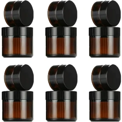 Imagen de Saijer Tarros De Cristal Ámbar,12 Piezas Tarro Marrón Vacía Crema Rellenables Botella Pot Recipiente Con Tapa para Facial Loción Aromaterapia Aceites Esencial(30 ml/10 ml)