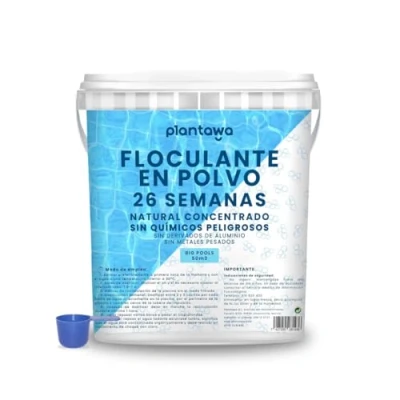 Imagen de Plantawa Floculante Piscina Concentrado 26 Semanas. Eliminador Turbidez para Piscinas Grandes y Spas. Clarificante Aguas Transparentes. Producto Natural Vegano Seguro Toda la Familia.