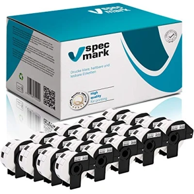 Imagen de specmark 20 rollos de etiquetas individuales compatibles con Brother DK 11221, 23 mm x mm, 1000 unidades para todas las impresoras QL: QL 570, 700 y 800