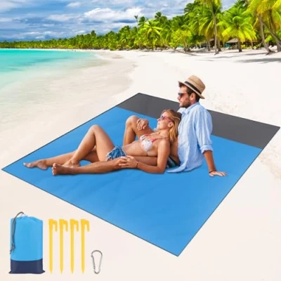 Imagen de NVIYAM Manta de Playa, 210 x 200 cm, Alfombra Playa Impermeable, Tapete Praia, Grande a Prueba Arena e Impermeable Picnic para Playas, Camping