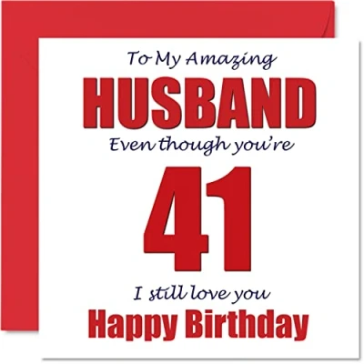Imagen de Divertidas tarjetas de cumpleaños 41 para marido I Still Love You Tarjeta feliz esposa pareja, cuarenta y uno primeros regalos bromas marido,