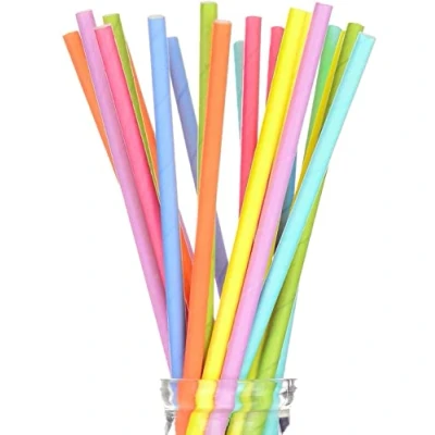 Imagen de Virsus 250 pajitas de papel 20/7 biodegradables compostables colores surtidos, pajita para cócteles, bebidas frías y calientes Eco Friendly