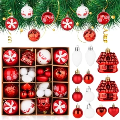 Imagen de 40 Piezas Bolas Arbol de Navidad, 6 4cm Navidad Rojo y Dorado, Juego Decoracion Adornos para