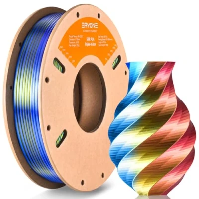 Imagen de filamento PLA de seda tricolor ERYONE 1,75 mm, para impresora 3D +/ 0,03 250 g/carrete, Silk Rot Gelb y Blau