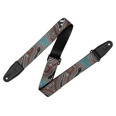 Imagen de Levy&#039;s Leathers MP2DU 001 Correa de poliéster unisex 2 pulgadas con diseño pájaro y serpiente debajo la guitarra extremos cuero negro ajustable 35 a 60, talla única