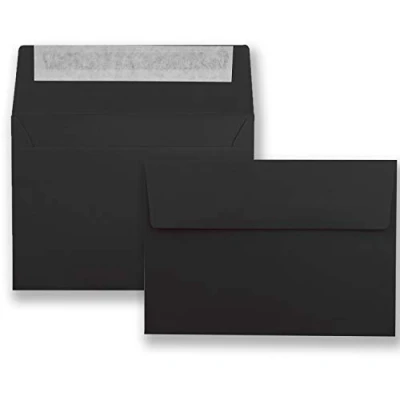 Imagen de 50 sobres B6 de 12,5 x 17,5 cm, cierre autoadhesivo, 120 g/m², solapa ancha y elegante, color negro