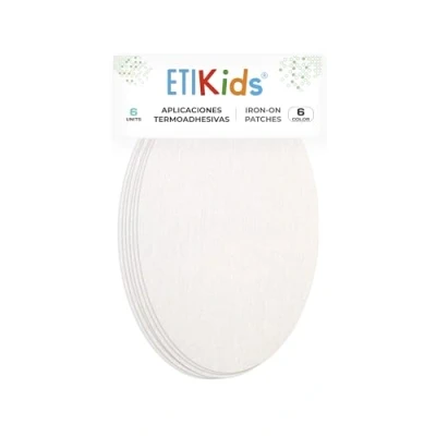 Imagen de 6 rodilleras color Blanco termoadhesivas de plancha. Coderas para proteger tu ropa y reparación pantalones, chaquetas, jerseys, camisas. 16 x 10 cm. RP6