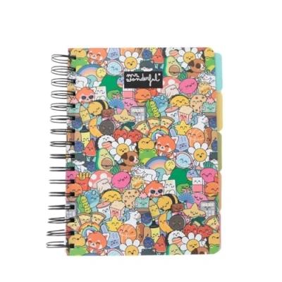 Imagen de Mr. Wonderful Libreta A5 con Separadores Tapa Dura Encuadernación en Espiral Personajes Wonder 160 páginas cuadriculadas