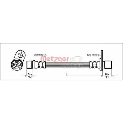 Imagen de METZGER 4112183 Latiguillos de Freno 326 F10 x 1 TOYOTA: Carina E Sportswagon