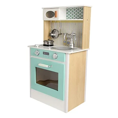 Imagen de DEQUBE Cocina de Madera 1 módulo diseño único y Moderno Contiene Accesorios metálicos para el Juego Tamaño 48X30X84,5 cm Color Verde (913D00012)