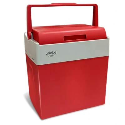 Imagen de briebe Nevera Portátil Eléctrica de Viaje para Coche, Camping, 12V / 220V, Capacidad 28 Litros, Refrigera, Mantiene el Calor, Modo Bajo Consumo, Rojo
