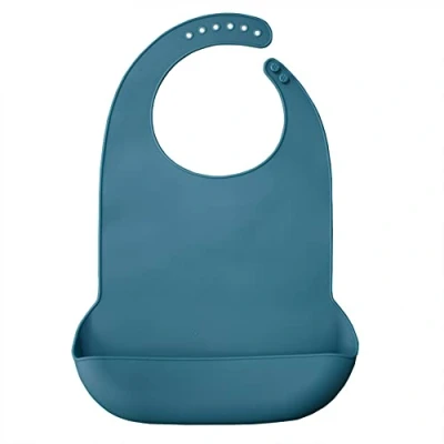 Imagen de JINJIASUYISU Babero impermeable para adultos, protector de ropa lavable, silicona, adultos mayores, comer, evita la suciedad ropa, azul, L