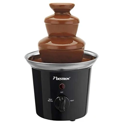 Imagen de Bestron fuente de chocolate con 3 niveles, pequeña función mantenimiento del calor, 60 vatios, color: negro/acero inoxidable