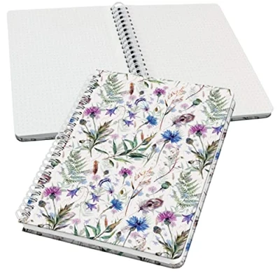 Imagen de SIGEL JN618 Jolie Libreta de espiral, Misty Meadows, cuadriculado con puntos (impresión Dot), 100 g/m², 16,2 x 21,5 cm, tapa dura, 120 páginas, violett, azul, verde