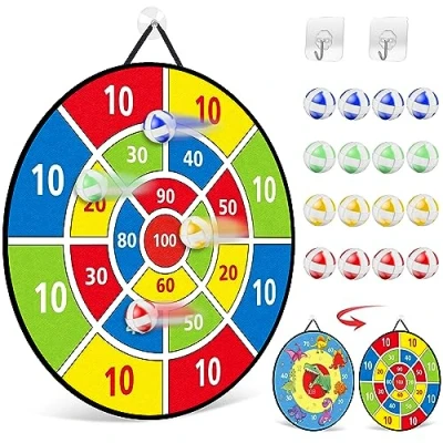 Imagen de TOMYOU Toy Sports Tablero De Dardos Doble Cara con Bolas Adhesivas, Juegos Fiesta para Interiores y Exteriores, Agarre Firme Juego Lanzamiento,66cm