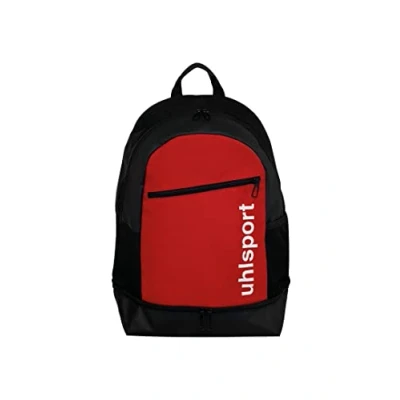 Imagen de uhlsport ESSENTIAL Backpack Outdoor Indoor Gym Fútbol Balonmano mochila multifuncional con compartimento inferior repelente al agua rojo/negro/blanco 20 litros