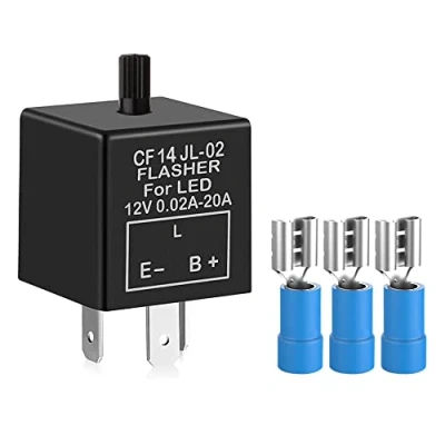 Imagen de Gebildet 12V 3Pin Relé Intermitente Ajustable para Señales de Giro LED, CF 14KT Interruptor 0.1W 150W, el Indicador Señal Luz Intermitente, Viene con 3pcs Terminales