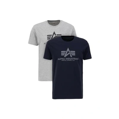 Imagen de Alpha Industries 2 PACK Camiseta estampada, Hombre, Talla: Large, Grey heat rep blue