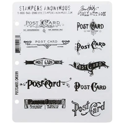 Imagen de Tim Holtz 7 x 8.5 pulgadas con sello de goma adherente Set tarjetas postales