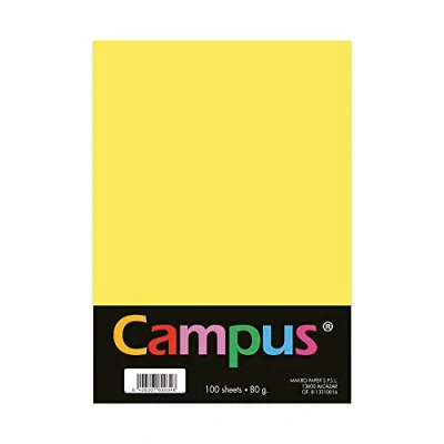 Imagen de Plus Office Papel de colores A4 100 Unidades, 80g/m², 210 x 297 mm. Papeles con tacto suave, perfectas para encuadernación, oficina, dibujo y manualidades. Color Amarillo