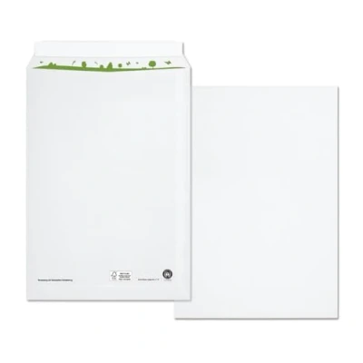 Imagen de beeco 04470161 Bolsa de envío C4 (Papel Reciclado con interior verde impresión, autoadhesivo, 250 unidades, 229 x 324 mm, 100 g, color blanco