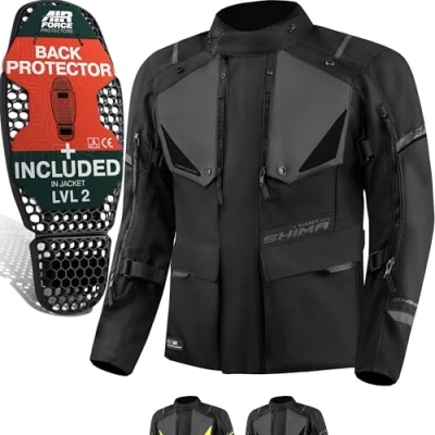 Imagen de SHIMA RUNNER Chaqueta Moto Hombre AIRFORCE Protector Espalda Cazadora Motociclista Chaquetas Protecciones Impermeable Armadura Cazadoras Motoero Invierno (Masculinos, Negro, S)