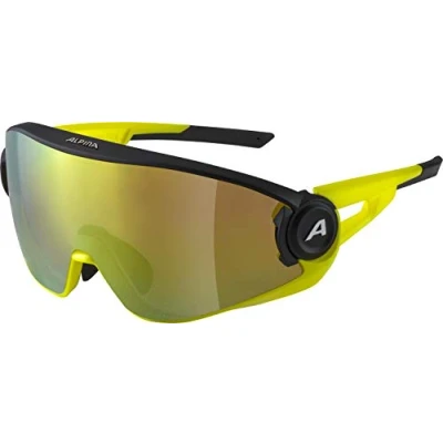 Imagen de ALPINA 5W1NG Q+CM Gafas Deportivas, Unisex Adultos, Black Matt Neon Yellow, One Size
