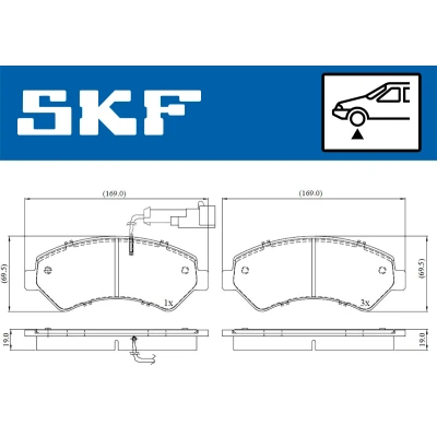 Imagen de SKF VKBP 80210 E Juego de pastillas freno con contacto avisador desgaste PEUGEOT: Boxer Furgón, Bus, Camión plataforma/Chasis