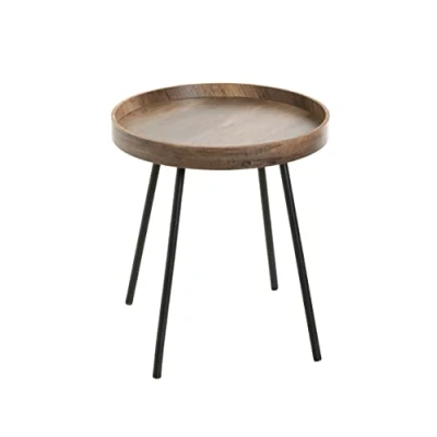 Imagen de HAKU Möbel Mesa auxiliar roble, negro, MDF, metal Dim.: AL 45 cm x diámetro 40 cm, Estilo: Moderno