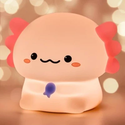 Imagen de GIBOHOM Axolotl Luz Nocturna Infantil, LED Recargable Lampara Bebe Noche Táctil de Silicona con 30 Minutos Temporizador, 3 Modos Brillo Buen Regalo para Niños, Niñas