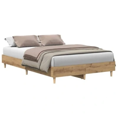 Imagen de vidaXL Estructura de Cama sin colchón Roble Artesanal 180x200 cm, Muebles Dormitorio, Base Cama, Doble, armazón