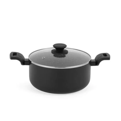 Imagen de Progress BW12920EU7 Cerámica de Mármol 24 cm Cote con Tapa Olla Cocina Antiadherente Recubrimiento Metálico Cerámica, Inducción Adecuada, Aluminio Prensado Ligero