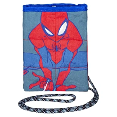 Imagen de Bolsa de Cuerda para Smartphone Spiderman Color Gris, Azul y Rojo 10 x 18 1 cm Fabricadas 100% Polyester Cierre Cremallera Producto Original Diseñado en España