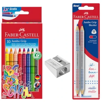 Imagen de FABER CASTELL 205226 Estuche de lápices color para el primer día colegio, 13 piezas, incl. sacapuntas jumbo y lápiz silábico