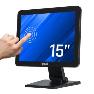Imagen de iggual Monitor Táctil 15&quot;, Formato 4:3 . Panel Capacitivo 75Hz Sist. Operativo Compatible : Windows 7 A 11, Android, Linux, Raspberry Pi Conexiones: USB + VGA HDMI, 300cd/m2, (MTL15X)