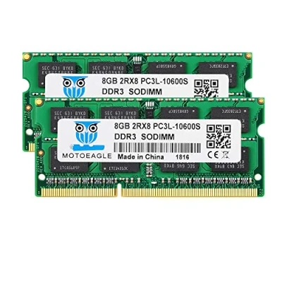 Imagen de Kit de 16 GB (2 x 8 GB) DDR3/DDR3L 1333 MHz SODIMM PC3/PC3L 10600S 204 pines Non ECC CL9 2Rx8 Dual Rank Notebook Memoria