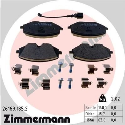 Imagen de ZIMMERMANN 26169.185.2 Juego de pastillas freno VOLKSWAGEN: Golf VIII Hatchback, Variant, SEAT: Leon IV, IV Sportstourer