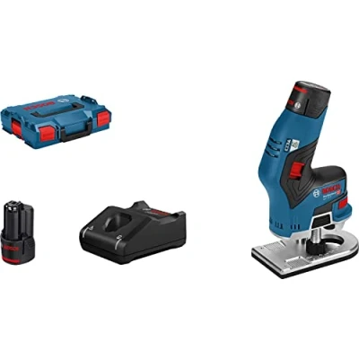 Imagen de Bosch Professional 12V System GKF 8 Fresadora de cantos a batería (Brushless, 13000 rpm, pinzas Ø 6 mm / mm, 2 baterías x 3,0 Ah, en L BOXX)