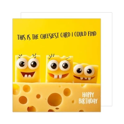 Imagen de Edition Seidel GQ186 SW024 Tarjeta de cumpleaños cuadrada con sobre, diseño queso para hombre y mujer