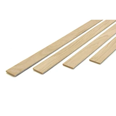 Imagen de wodewa Listones de madera roble, chapa gruesa auténtica, 3 mm x 30 500 mm, juego 15 listones, maciza, para manualidades, modelismo, bricolaje